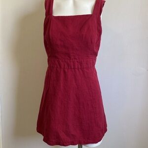 Urban Outfitters Linen Cotton Blend Open Back Dress Women’s Size Medium Maroon